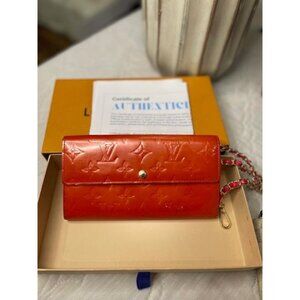 Preloved Louis Vuitton Vernis Sarah Long Wallet – Red w/ Gold Hardware & Matchin